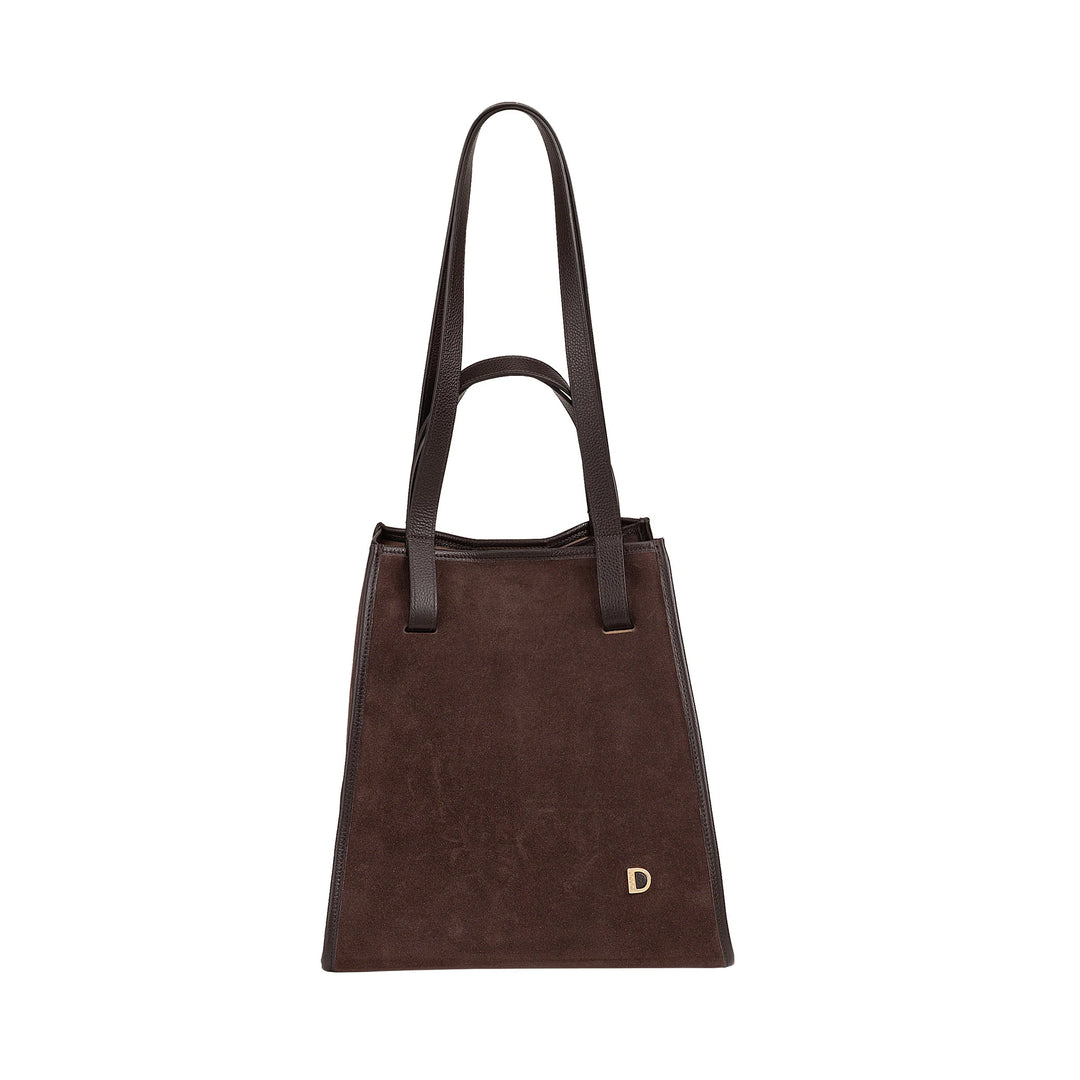 DUDU Damen-Umhängetasche aus echtem Leder, hergestellt in Italien, elegante Shopper-Tragetasche, Doppelgriff, Vollnarbenleder oder Wildleder – große Handtasche für Arbeit und Freizeit