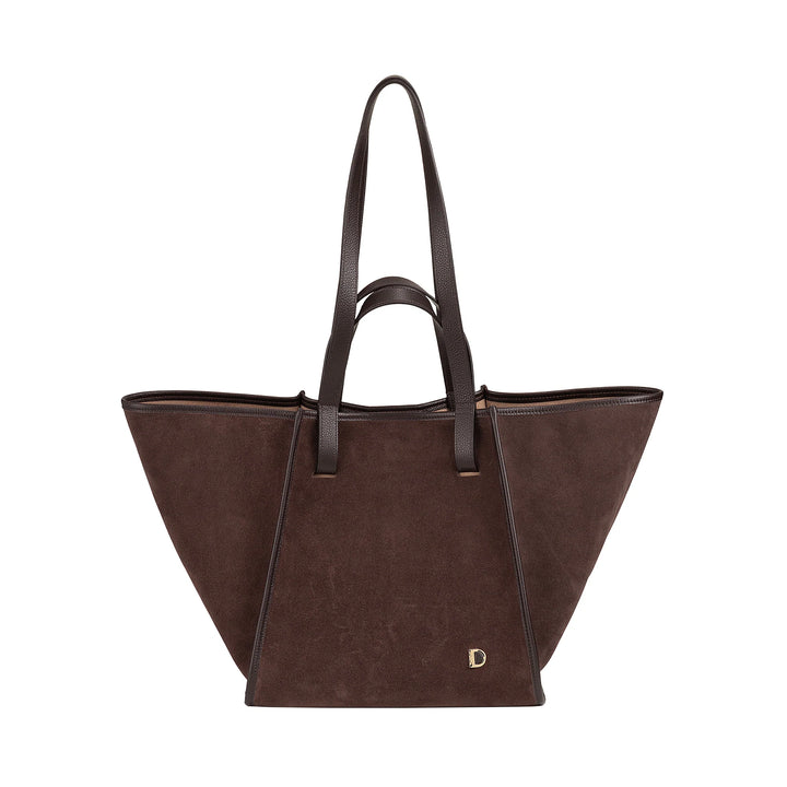 DUDU Damen-Umhängetasche aus echtem Leder, hergestellt in Italien, elegante Shopper-Tragetasche, Doppelgriff, Vollnarbenleder oder Wildleder – große Handtasche für Arbeit und Freizeit