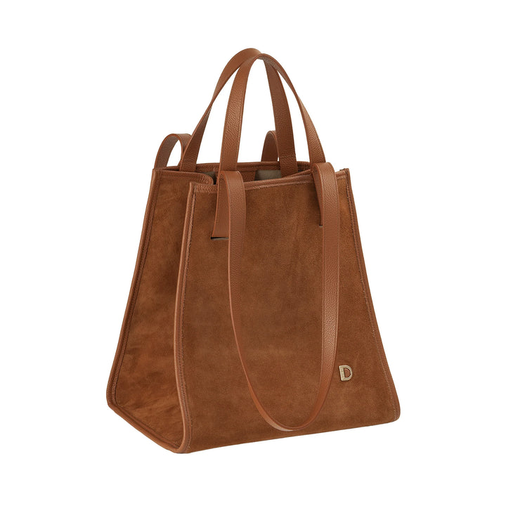 DUDU Damen-Umhängetasche aus echtem Leder, hergestellt in Italien, elegante Shopper-Tragetasche, Doppelgriff, Vollnarbenleder oder Wildleder – große Handtasche für Arbeit und Freizeit