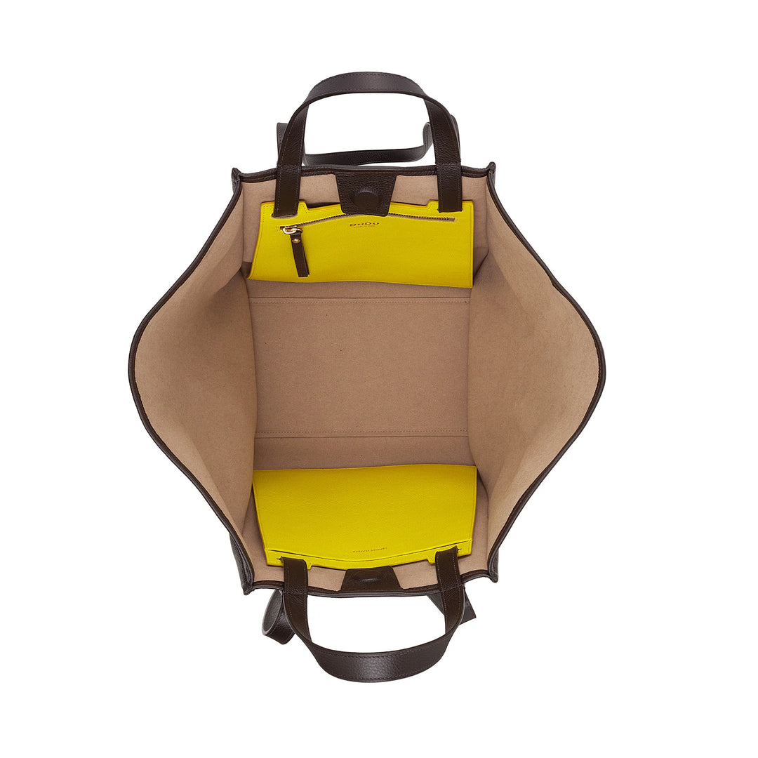 DUDU Damen-Umhängetasche aus echtem Leder, hergestellt in Italien, elegante Shopper-Tragetasche, Doppelgriff, Vollnarbenleder oder Wildleder – große Handtasche für Arbeit und Freizeit
