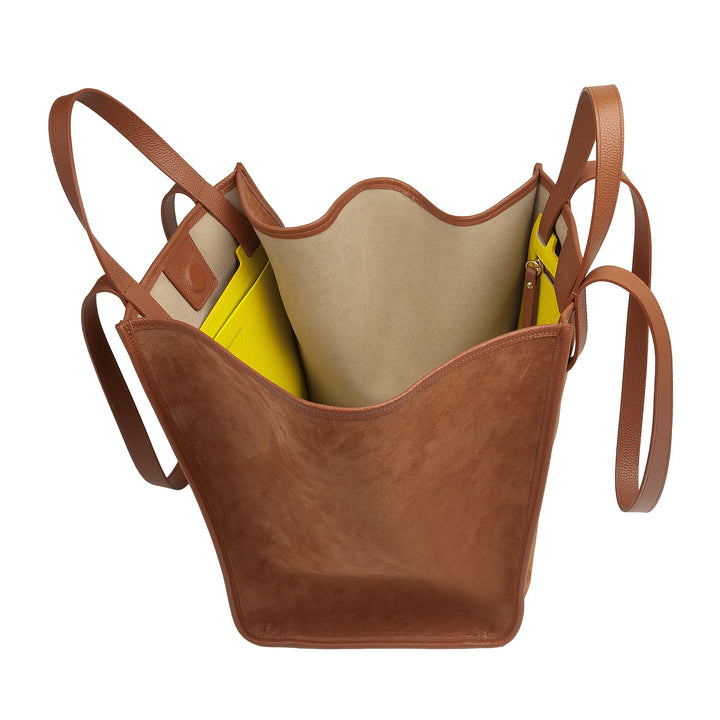 DUDU Damen-Umhängetasche aus echtem Leder, hergestellt in Italien, elegante Shopper-Tragetasche, Doppelgriff, Vollnarbenleder oder Wildleder – große Handtasche für Arbeit und Freizeit