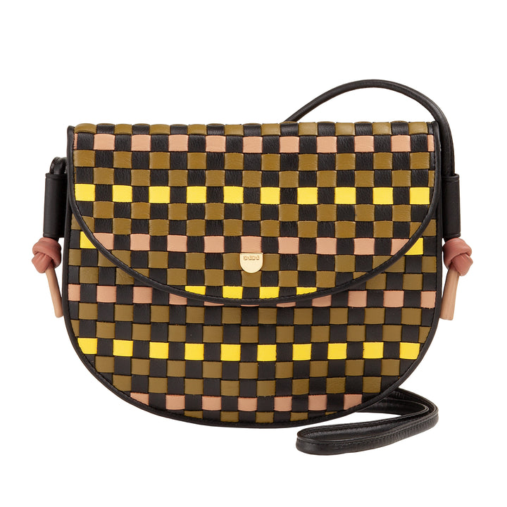 DUDU Small Woven Shoulder Bag in Genuine Leather with Flap - Elegant Handcrafted Women&