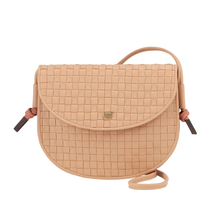 DUDU Small Woven Shoulder Bag in Genuine Leather with Flap - Elegant Handcrafted Women&