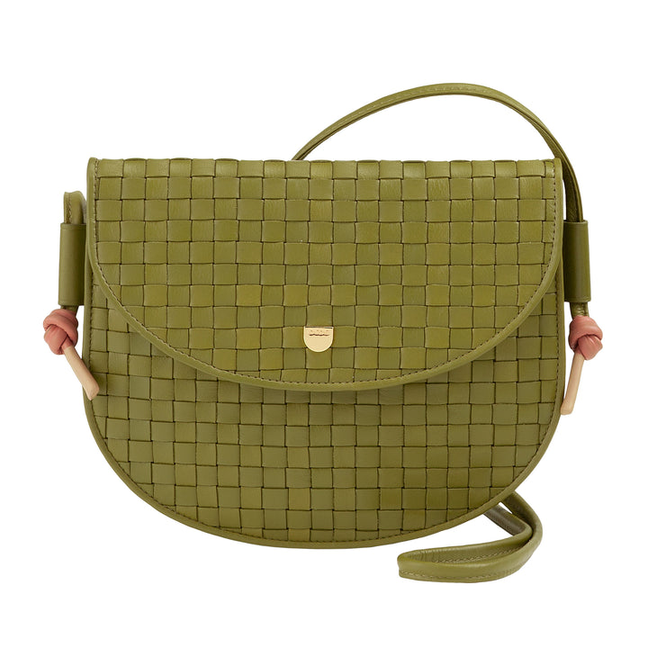 DUDU Small Woven Shoulder Bag in Genuine Leather with Flap - Elegant Handcrafted Women&