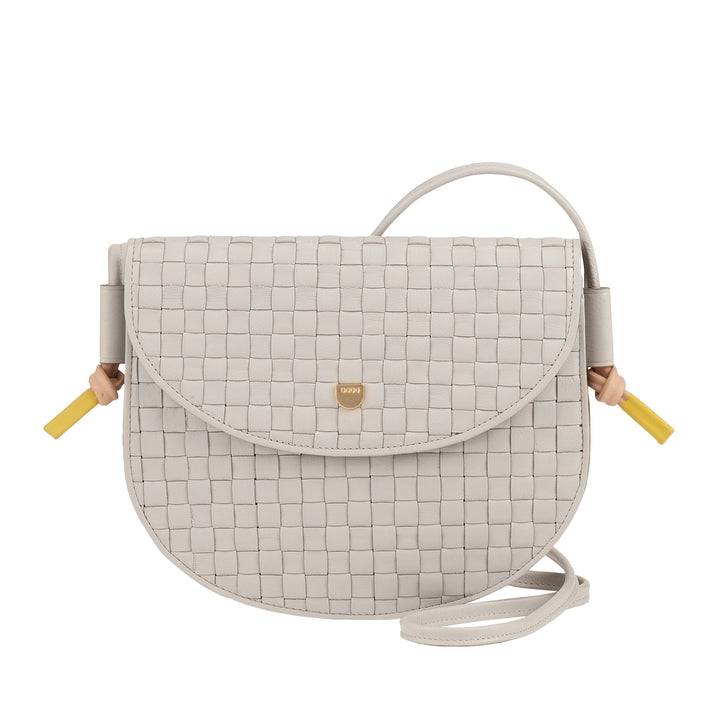 DUDU Small Woven Shoulder Bag in Genuine Leather with Flap - Elegant Handcrafted Women&