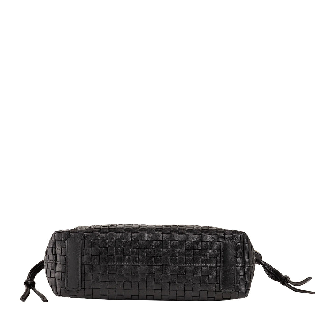DUDU Damen-Umhängetasche aus gewebtem Leder mit Kordelzug, weich und geräumig, verstellbarer Schultergurt, Magnetverschluss, eleganter und handwerklicher Stil