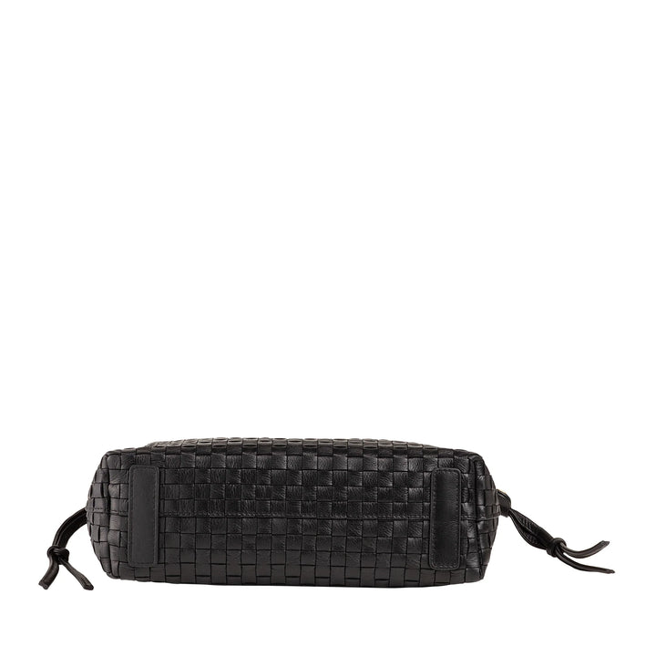 DUDU Damen-Umhängetasche aus gewebtem Leder mit Kordelzug, weich und geräumig, verstellbarer Schultergurt, Magnetverschluss, eleganter und handwerklicher Stil