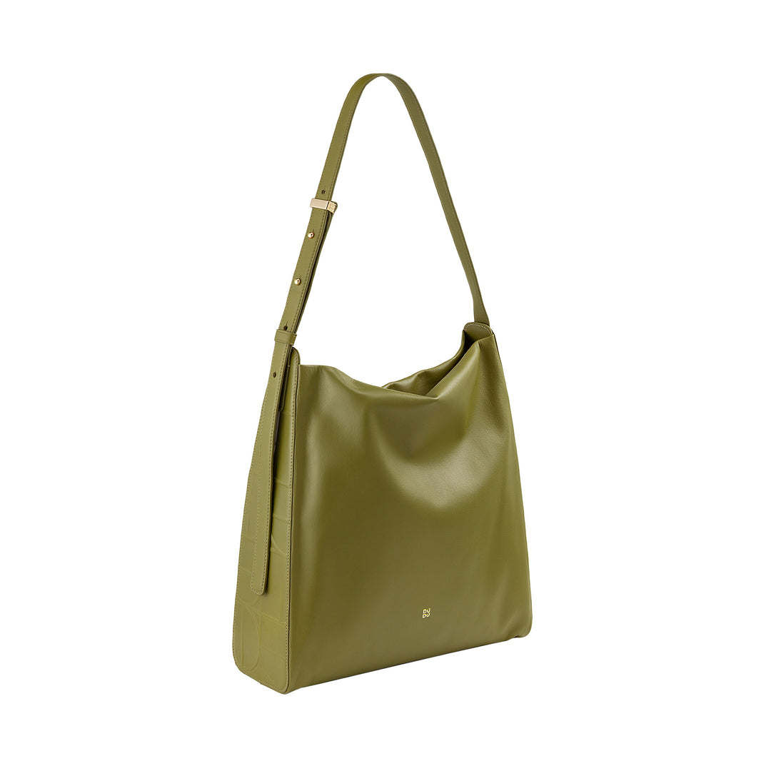 DUDU Trapezförmige Umhängetasche für Damen aus echtem Leder, Trapeztasche mit verstellbarem Schultergurt – elegant, geräumig für Freizeit, Arbeit, Abend