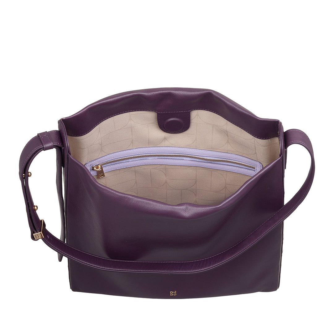 DUDU Trapezförmige Umhängetasche für Damen aus echtem Leder, Trapeztasche mit verstellbarem Schultergurt – elegant, geräumig für Freizeit, Arbeit, Abend