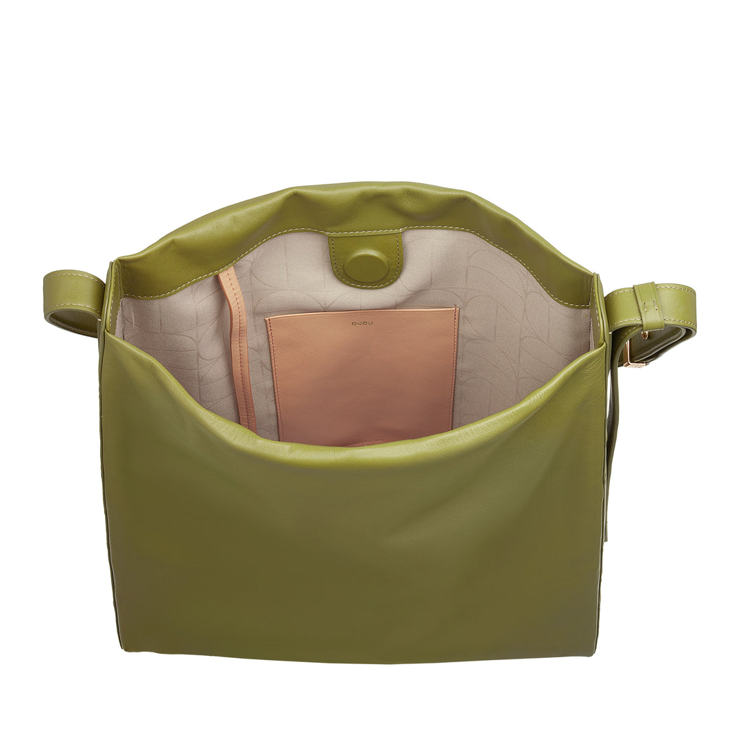 DUDU Trapezförmige Umhängetasche für Damen aus echtem Leder, Trapeztasche mit verstellbarem Schultergurt – elegant, geräumig für Freizeit, Arbeit, Abend