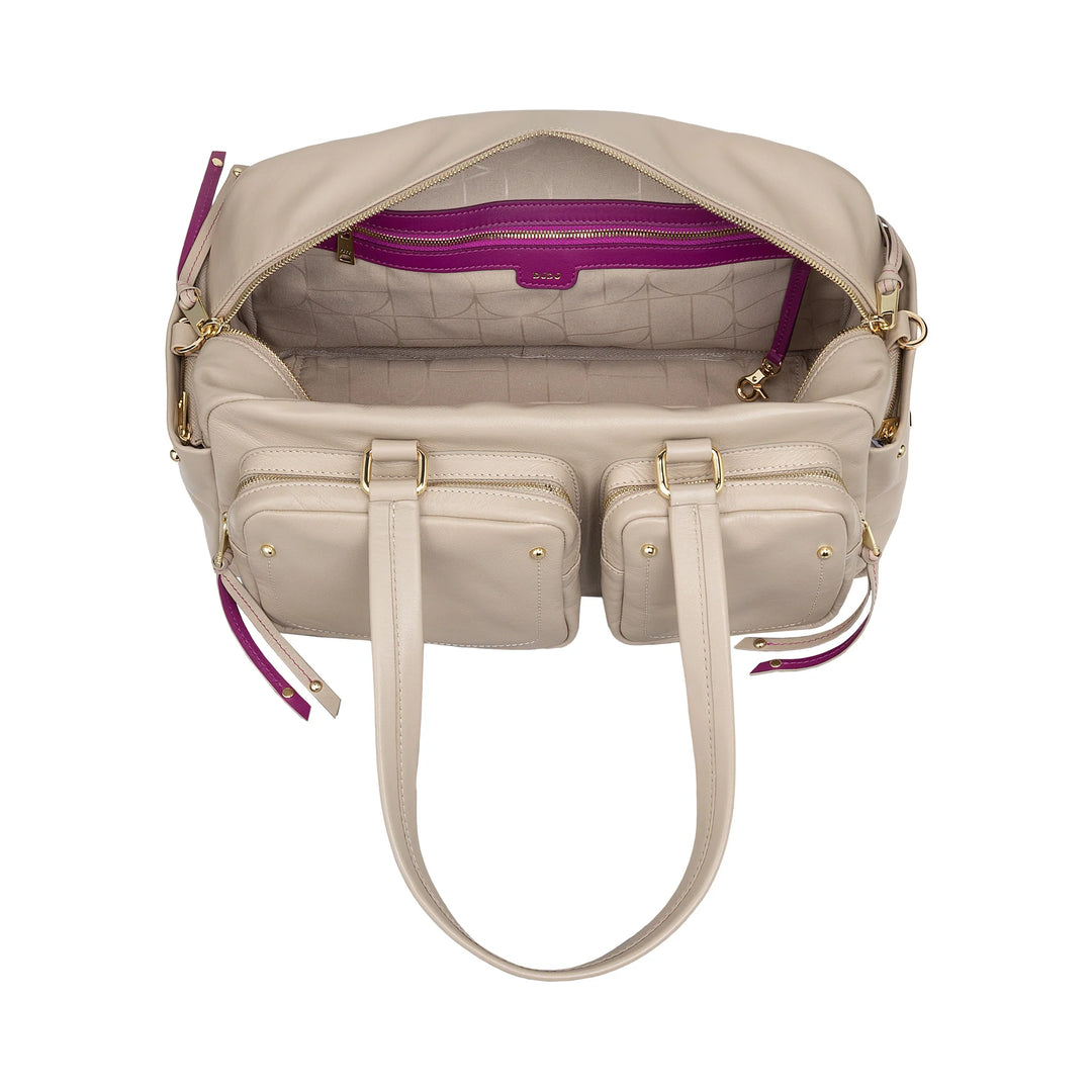 DUDU Große Damen-Umhängetasche aus Leder mit Außentaschen und abnehmbarem Schultergurt, geräumig und elegant – Hand- und Umhängetasche mit Reißverschluss, moderner Stil