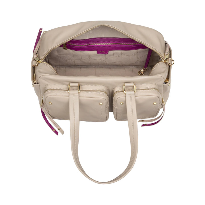 DUDU Große Damen-Umhängetasche aus Leder mit Außentaschen und abnehmbarem Schultergurt, geräumig und elegant – Hand- und Umhängetasche mit Reißverschluss, moderner Stil