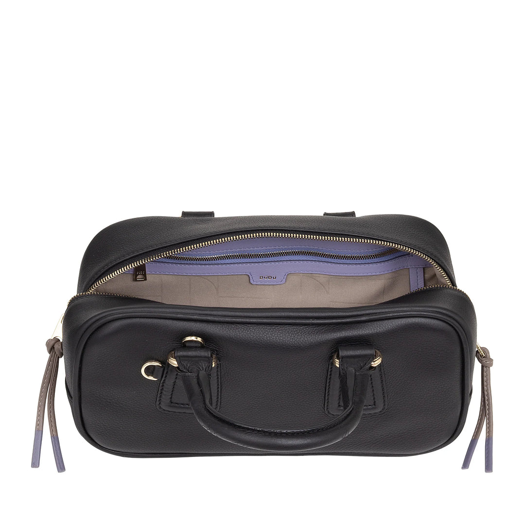 DUDU Grote leren damestas met afneembare schouderriem, ruim en elegant - hand- en schoudertas met ritssluiting, dubbele handvatten