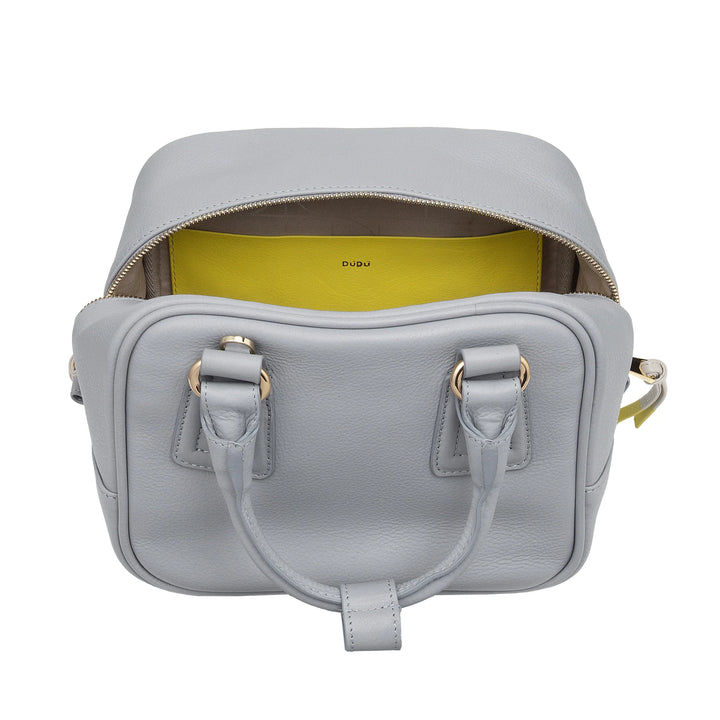 DUDU Damen-Umhängetasche aus Leder mit verstellbarem Schultergurt, elegant und kompakt, Hand- und Umhängetasche mit Reißverschluss