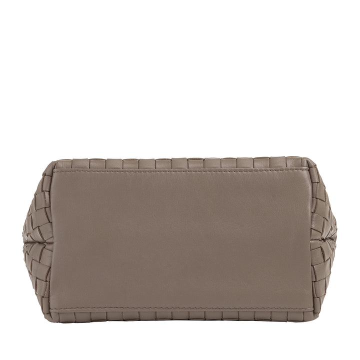DUDU Kleine geweven leren damestas met ritssluiting - Elegante minitas met kettingschouderriem, compacte en verfijnde handtasschoudertas