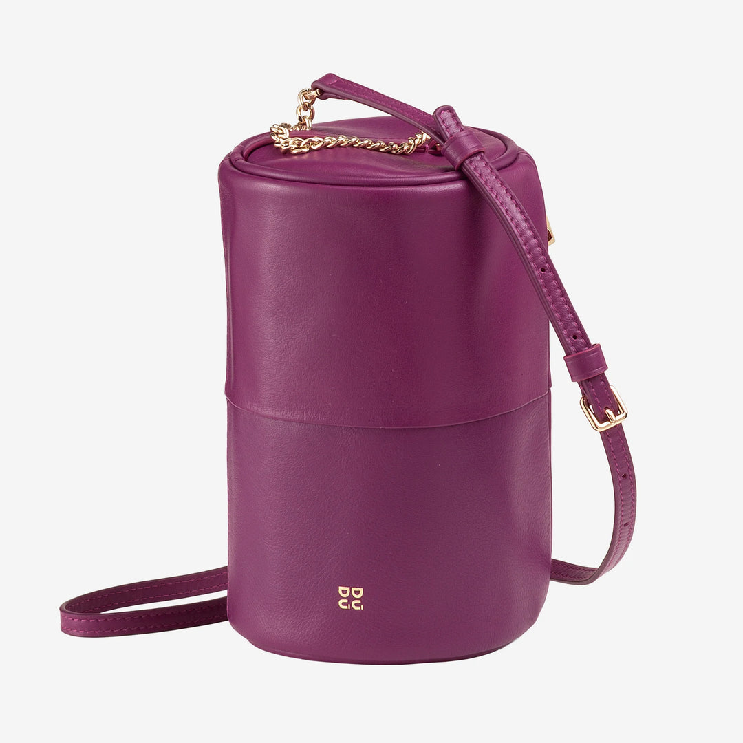 DUDU Cilindrische leren damestas, schoudertas met ketting en leer, elegante mode kleine cilindertas met ritssluiting