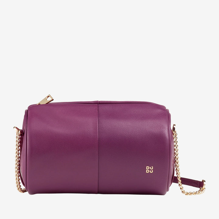DUDU Cilindrische leren damestas, schoudertas met ketting en leer, elegante mode kleine cilindertas met ritssluiting