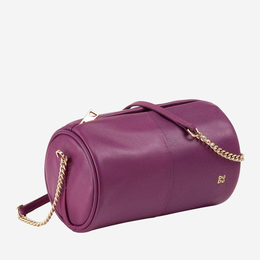 DUDU Cilindrische leren damestas, schoudertas met ketting en leer, elegante mode kleine cilindertas met ritssluiting