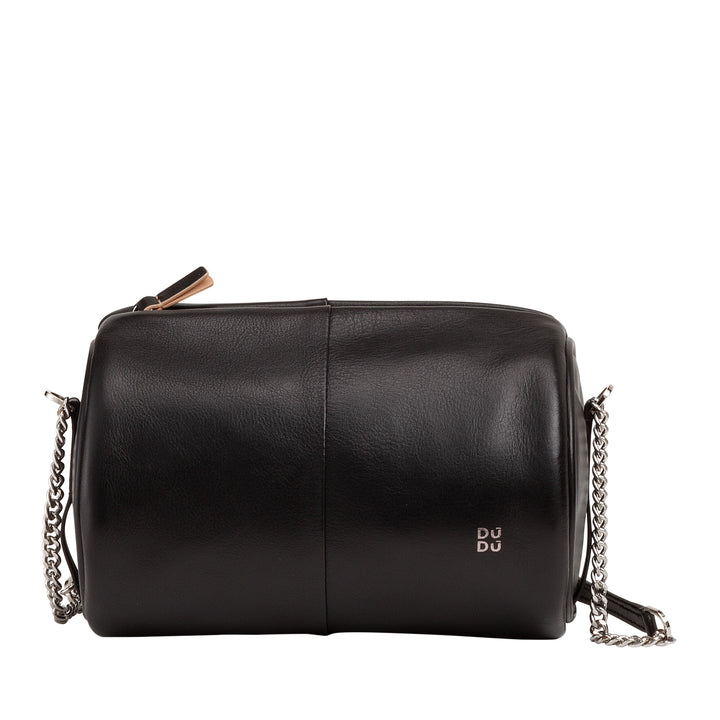 DUDU Cilindrische leren damestas, schoudertas met ketting en leer, elegante mode kleine cilindertas met ritssluiting