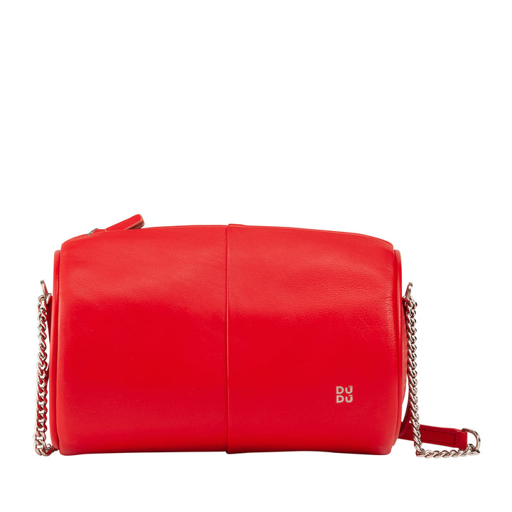 DUDU Cilindrische leren damestas, schoudertas met ketting en leer, elegante mode kleine cilindertas met ritssluiting