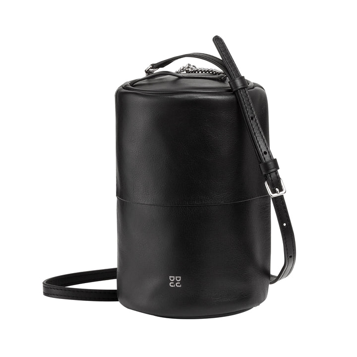 DUDU Cilindrische leren damestas, schoudertas met ketting en leer, elegante mode kleine cilindertas met ritssluiting