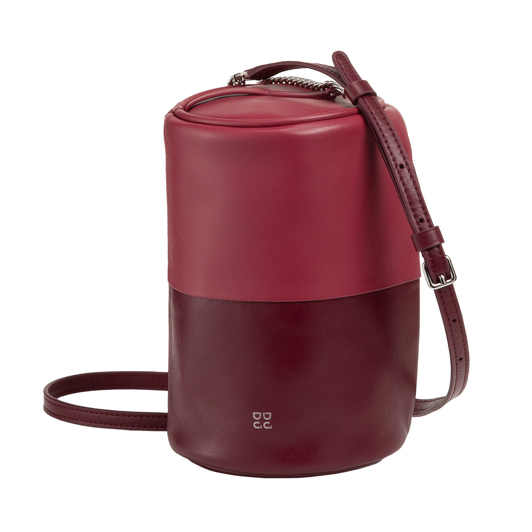DUDU Cilindrische leren damestas, schoudertas met ketting en leer, elegante mode kleine cilindertas met ritssluiting