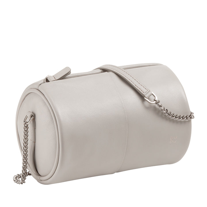 DUDU Cilindrische leren damestas, schoudertas met ketting en leer, elegante mode kleine cilindertas met ritssluiting