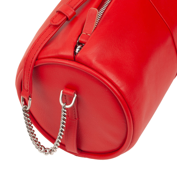 DUDU Cilindrische leren damestas, schoudertas met ketting en leer, elegante mode kleine cilindertas met ritssluiting