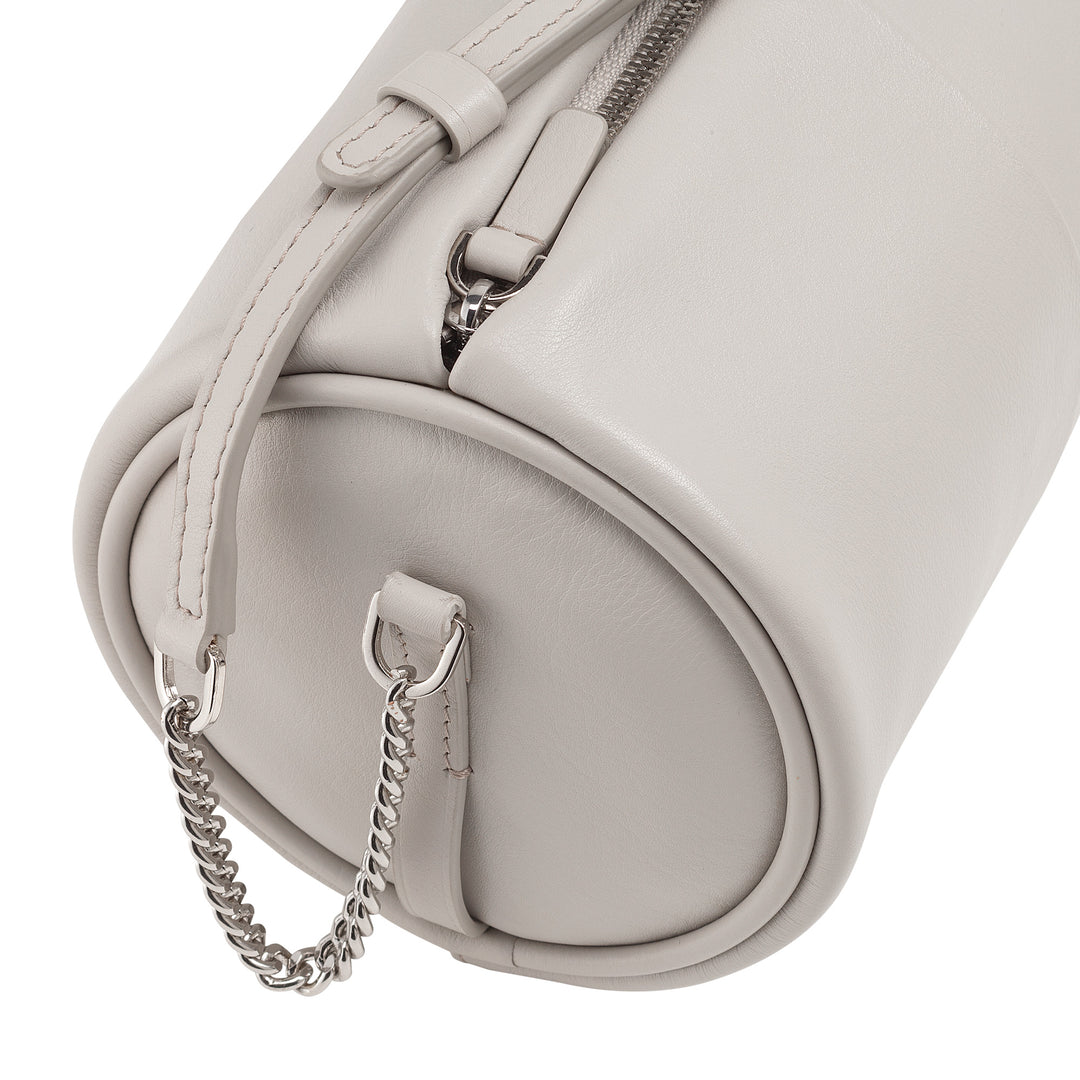 DUDU Cilindrische leren damestas, schoudertas met ketting en leer, elegante mode kleine cilindertas met ritssluiting