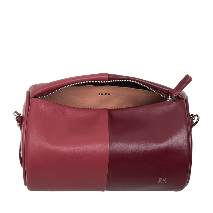 DUDU Cilindrische leren damestas, schoudertas met ketting en leer, elegante mode kleine cilindertas met ritssluiting
