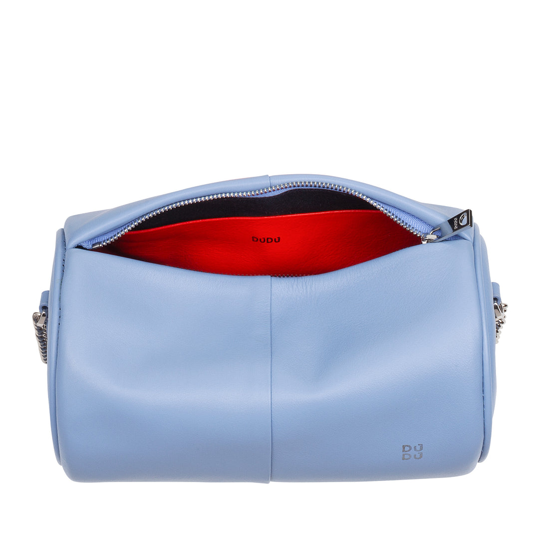 DUDU Cilindrische leren damestas, schoudertas met ketting en leer, elegante mode kleine cilindertas met ritssluiting