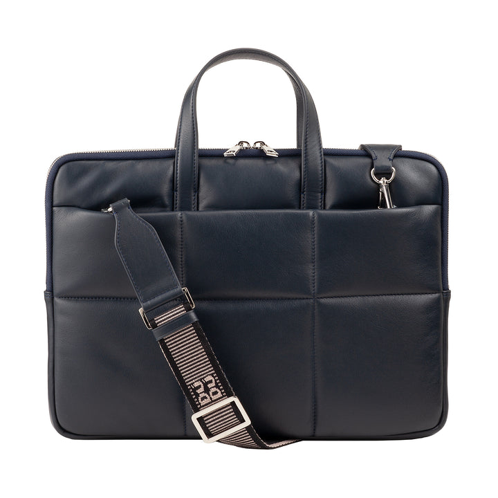 DUDU Damen 14 Zoll Laptoptasche mit gepolstertem Schultergurt aus gestepptem Leder, Laptophalter MacBook Notebook bis 14", Eleganter Sleeve Bag Folder