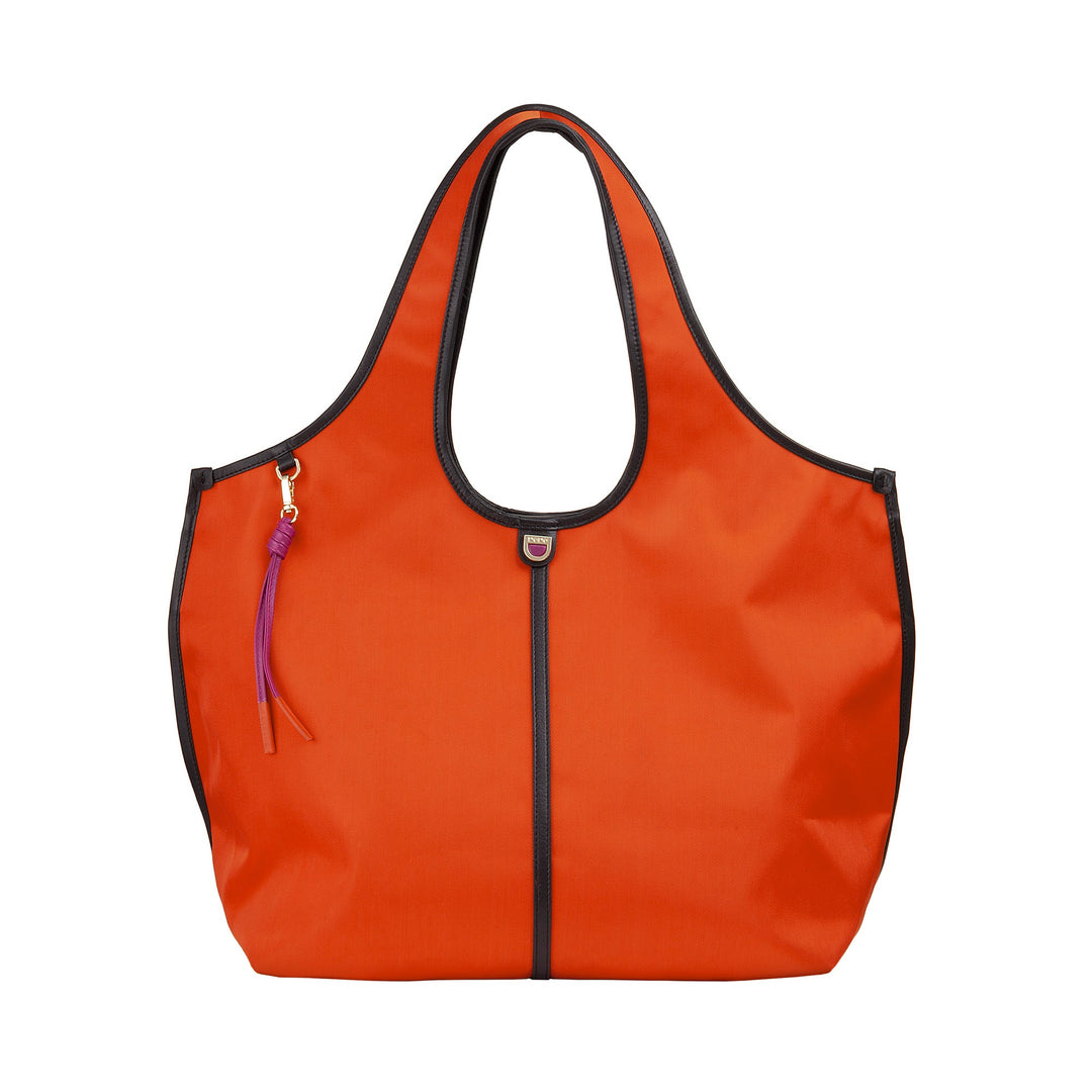 DUDU Große Damen-Schulterhandtasche aus Nylon und Leder – leichter Shopper mit verstellbarem Schultergurt und Magnetverschluss