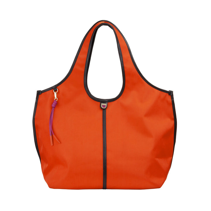 DUDU Große Damen-Schulterhandtasche aus Nylon und Leder – leichter Shopper mit verstellbarem Schultergurt und Magnetverschluss