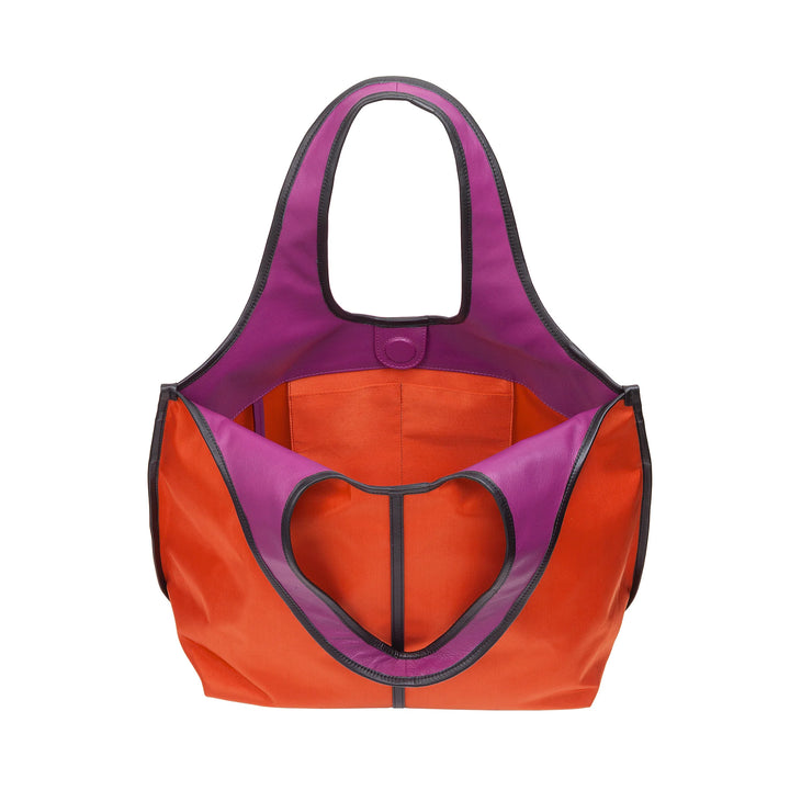 DUDU Große Damen-Schulterhandtasche aus Nylon und Leder – leichter Shopper mit verstellbarem Schultergurt und Magnetverschluss