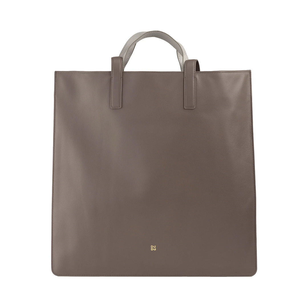 DUDU Große weiche Damentasche, Einkaufstasche aus farbigem Leder, Doppelgriffe, elegante Umhängetasche, große Handtasche