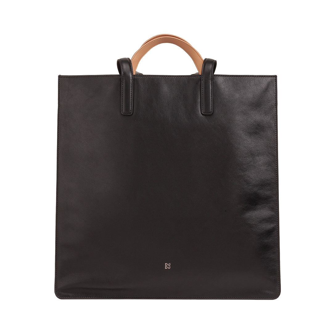 DUDU Große weiche Damentasche, Einkaufstasche aus farbigem Leder, Doppelgriffe, elegante Umhängetasche, große Handtasche
