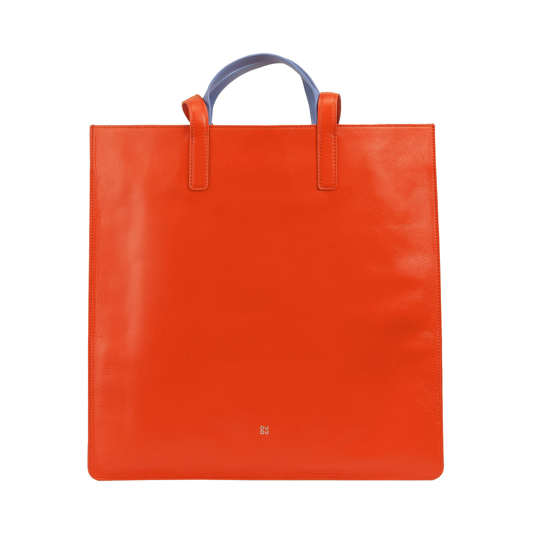 DUDU grote zachte damestas, boodschappentas van gekleurd leer, dubbele handvatten, elegante schoudertas, grote handtas
