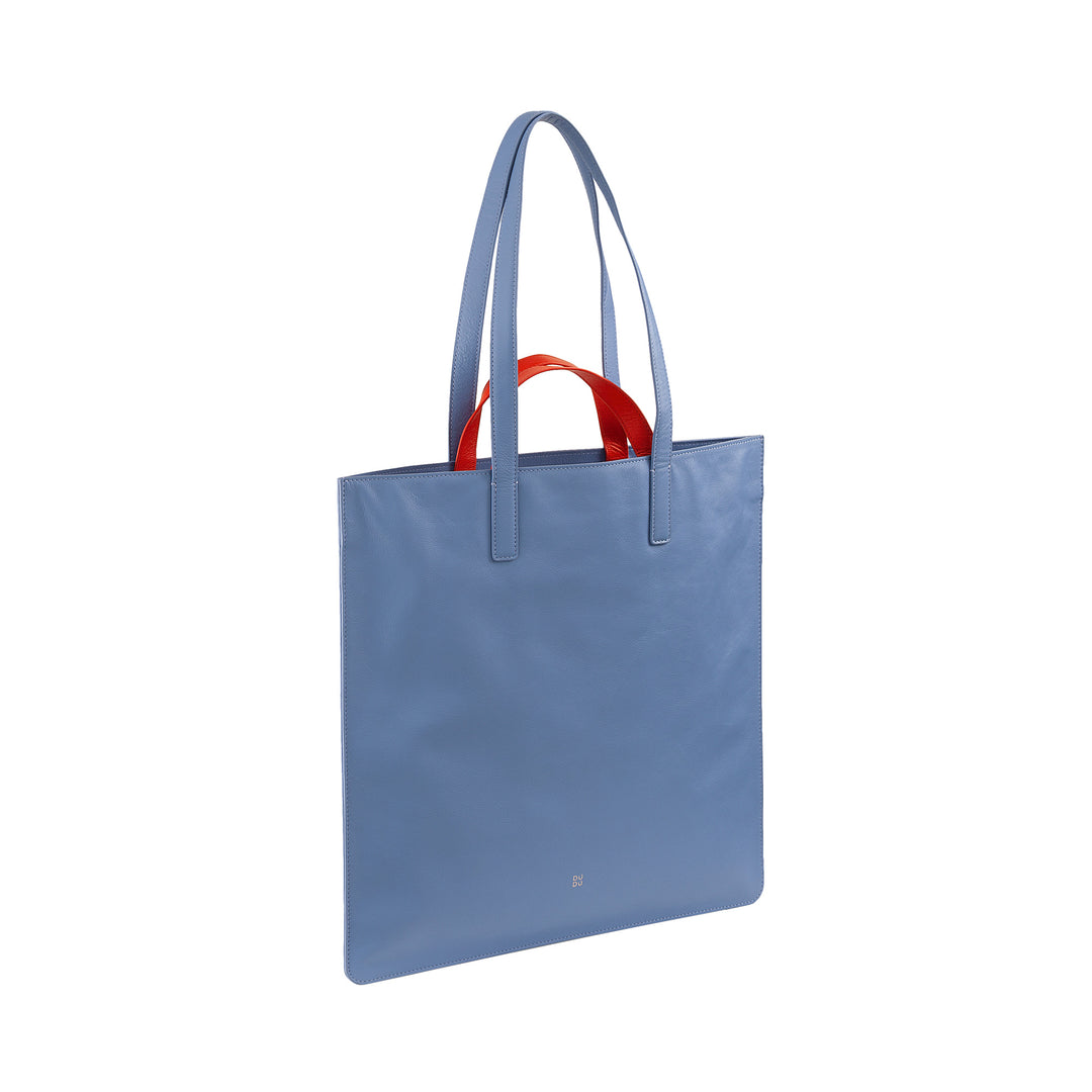 DUDU grote zachte damestas, boodschappentas van gekleurd leer, dubbele handvatten, elegante schoudertas, grote handtas