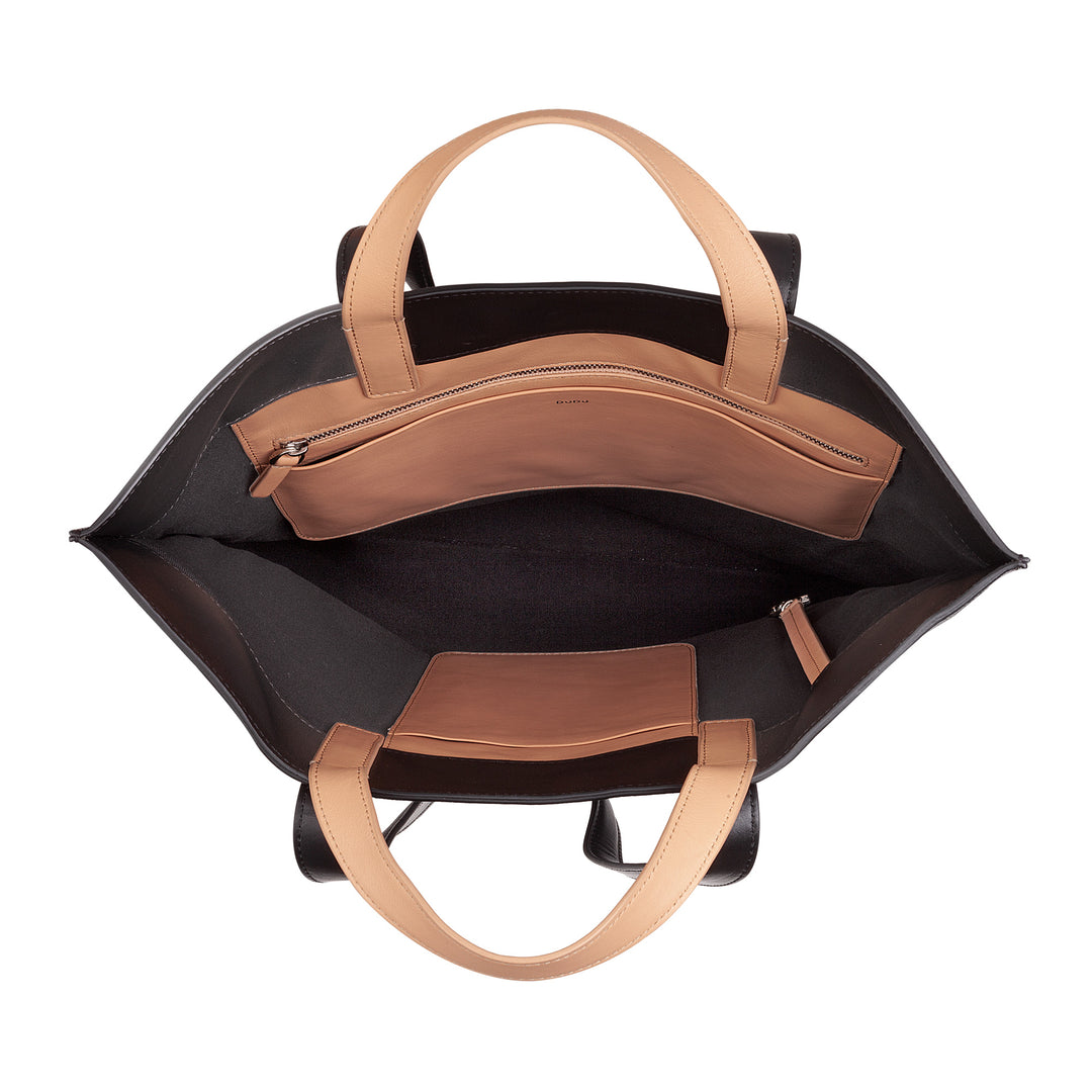 DUDU Große weiche Damentasche, Einkaufstasche aus farbigem Leder, Doppelgriffe, elegante Umhängetasche, große Handtasche