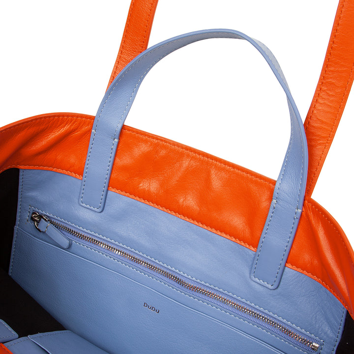 DUDU grote zachte damestas, boodschappentas van gekleurd leer, dubbele handvatten, elegante schoudertas, grote handtas