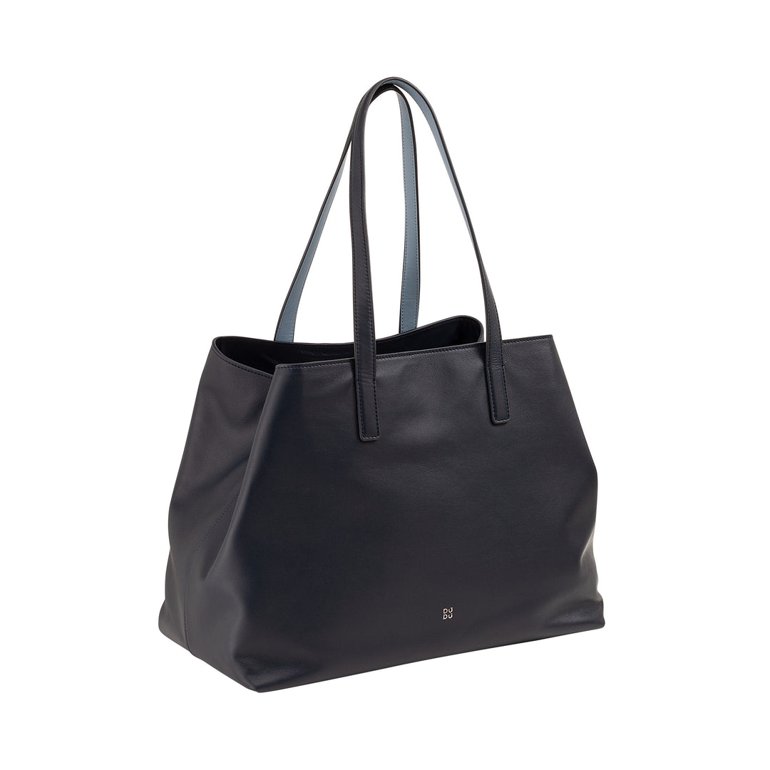 DUDU grote leren damestas, zachte shopper draagtas, schoudertas met twee handvatten, grote modehandtas