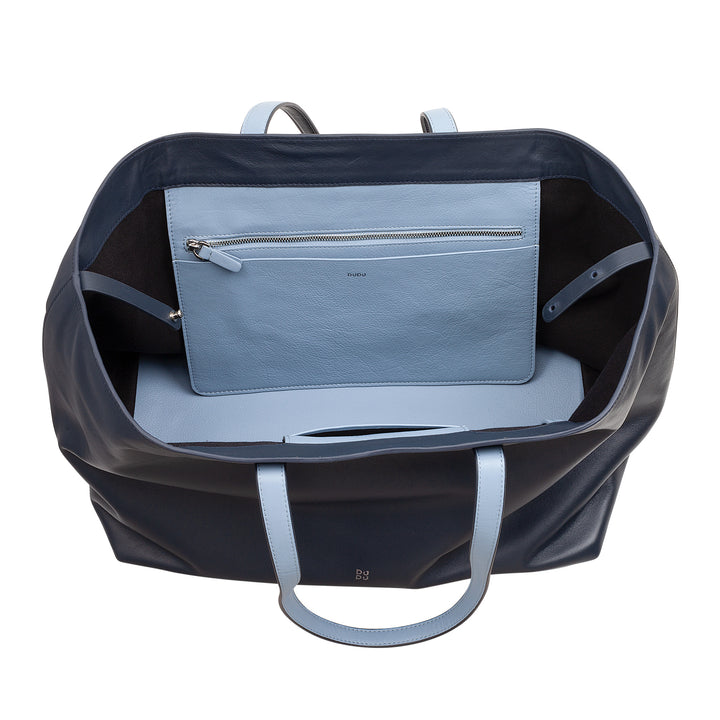 DUDU grote leren damestas, zachte shopper draagtas, schoudertas met twee handvatten, grote modehandtas