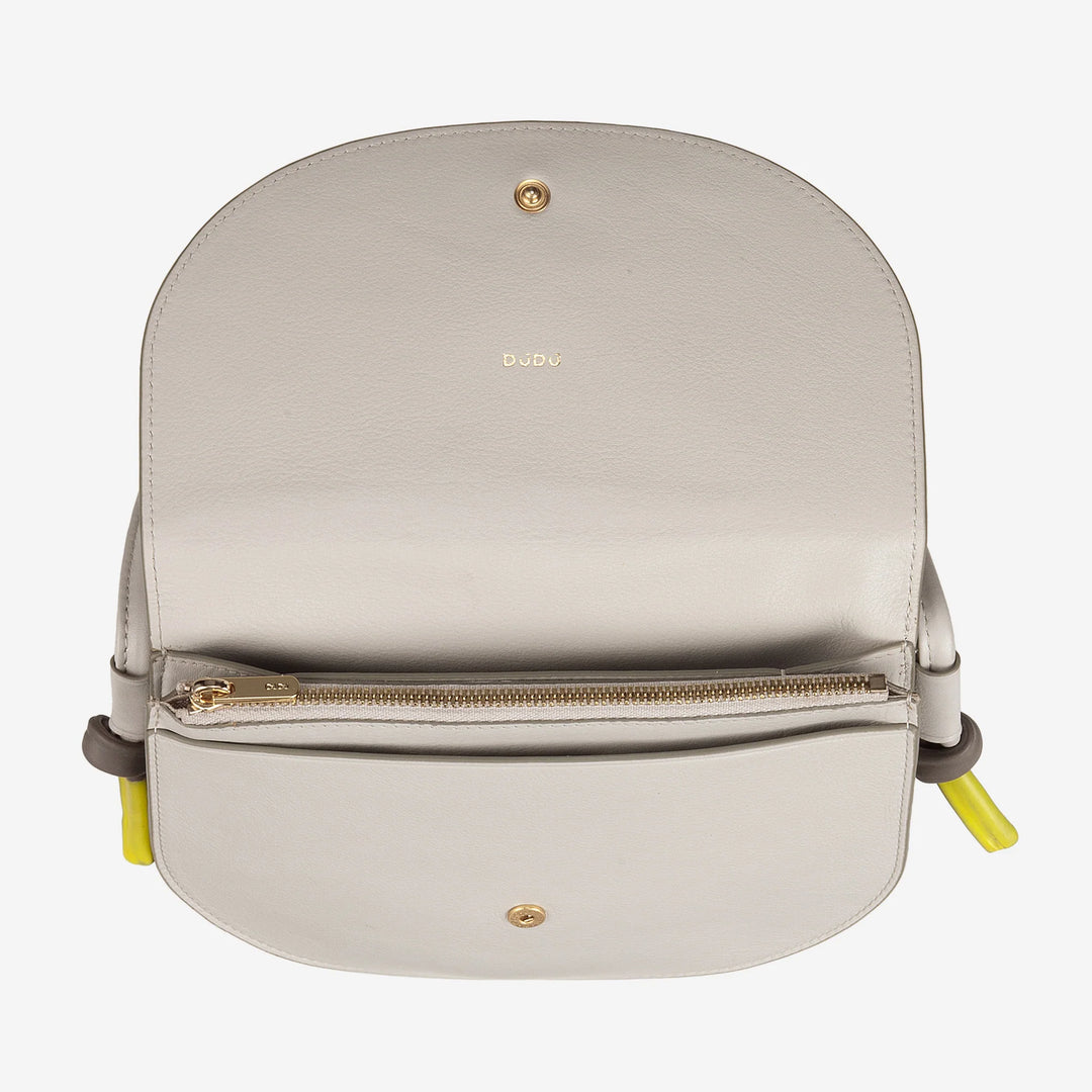 DUDU kleine leren schoudertas voor dames, slanke, compacte handtas met knoopsluiting, verstelbare schouderriem