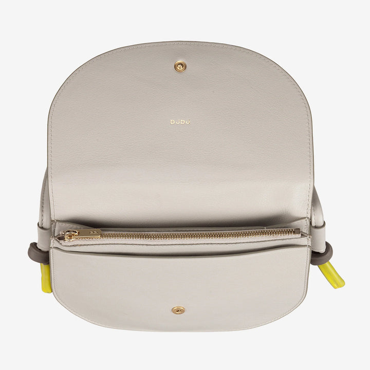 DUDU kleine leren schoudertas voor dames, slanke, compacte handtas met knoopsluiting, verstelbare schouderriem