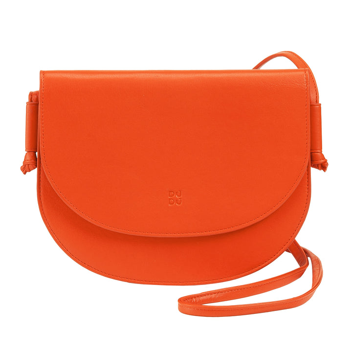 DUDU kleine leren schoudertas voor dames, slanke, compacte handtas met knoopsluiting, verstelbare schouderriem