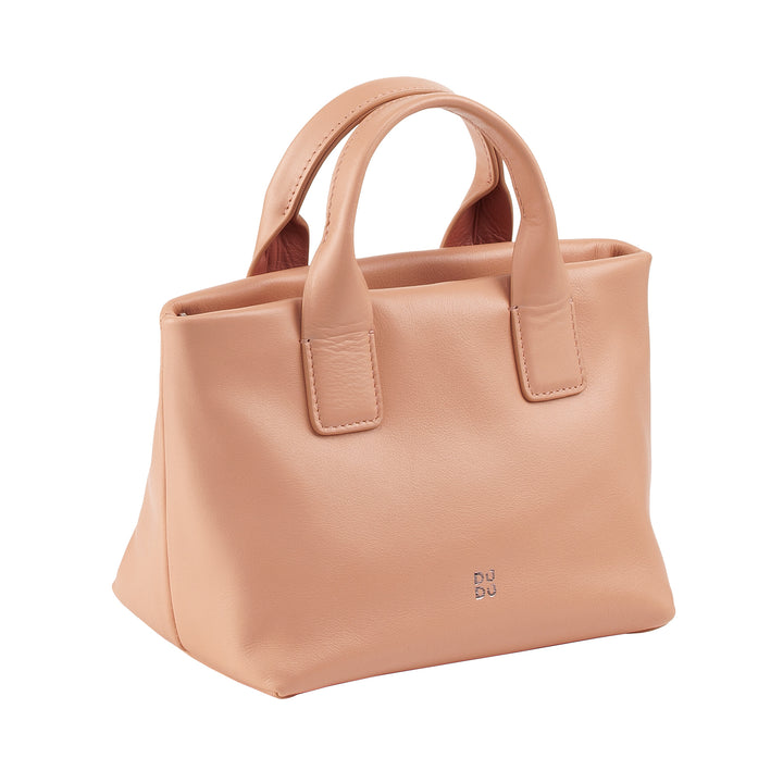 DUDU kleine damesschoudertas van echt leer, elegante avondminitas, 22 x 13 cm, dubbele handvatten, kettingschouderriem, ritssluiting