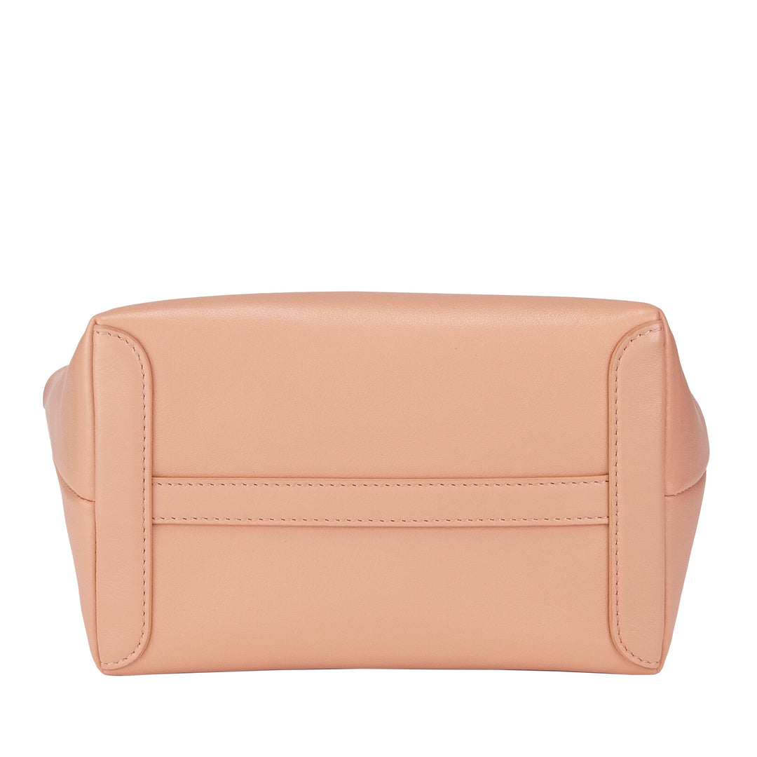 DUDU kleine damesschoudertas van echt leer, elegante avondminitas, 22 x 13 cm, dubbele handvatten, kettingschouderriem, ritssluiting