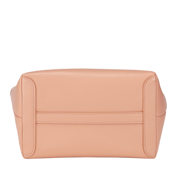 DUDU kleine damesschoudertas van echt leer, elegante avondminitas, 22 x 13 cm, dubbele handvatten, kettingschouderriem, ritssluiting