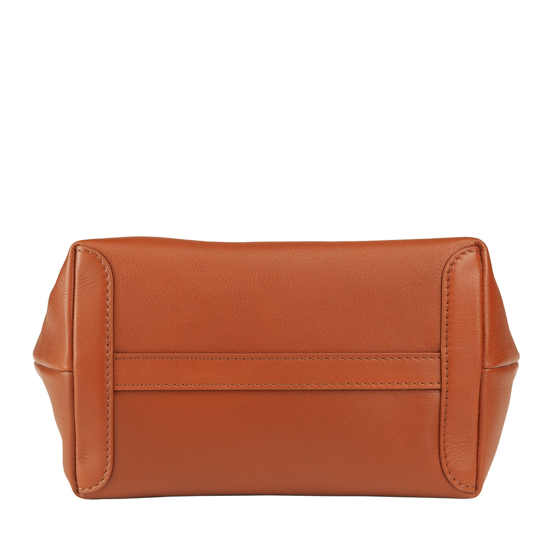 DUDU kleine damesschoudertas van echt leer, elegante avondminitas, 22 x 13 cm, dubbele handvatten, kettingschouderriem, ritssluiting